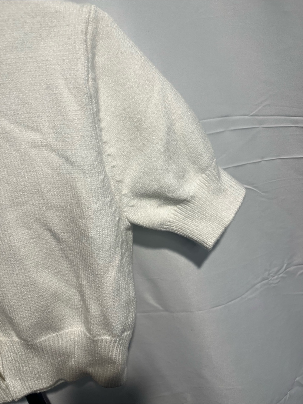 Zara White Short Sleeve w/ Silver oversized metallic silver Beaded Neck Cardigan - Picture 5 of 10